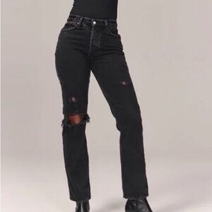 Abercrombie & Fitch Women 29/8XS Black Distressed The Dad High Rise Jeans NWT
